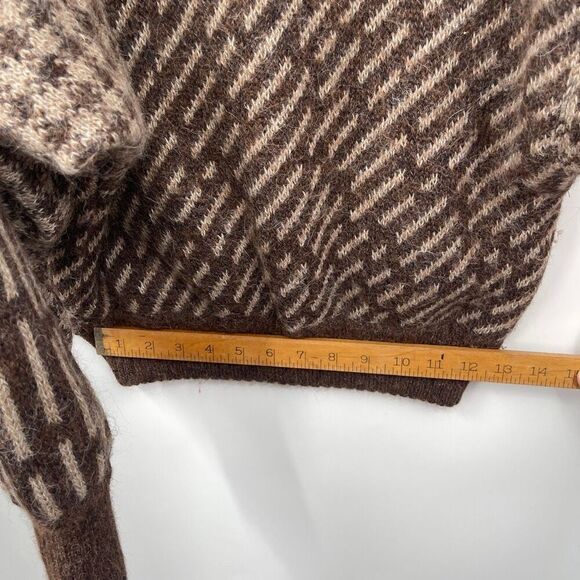 Escada Brown Cream Wool Alpaca Blend Patterned Knit Cardigan Sweater Size 38 - Picture 10 of 10